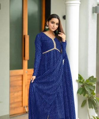 GlimmerGown Anarkali Gown(Blue)