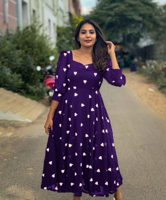 REVTICREATION Anarkali Gown(Purple)