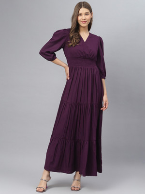 Krunal Raiyani Women Gown Purple Maxi/Full Length Dress