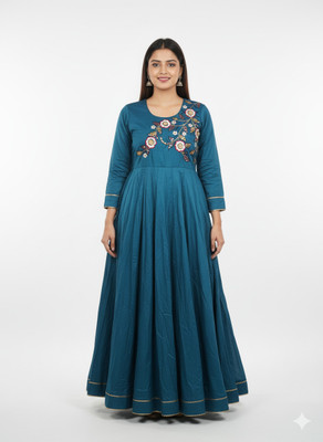 MKFASHION Anarkali Gown(Light Blue)