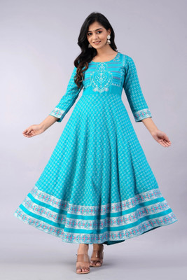 Well style Anarkali Gown(Light Blue)