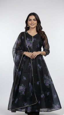 JENSI FASHION Anarkali Gown(Black)