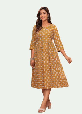 Madhurima Collection Anarkali Gown(Yellow, Beige)