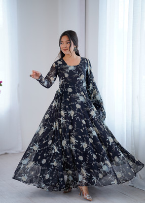 PARV ENTERPRISE Anarkali Gown(Black)