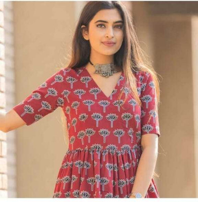 Jiyansh Traders Flared/A-line Gown(Maroon)