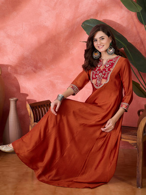 Sangria Flared/A-line Gown(Orange)