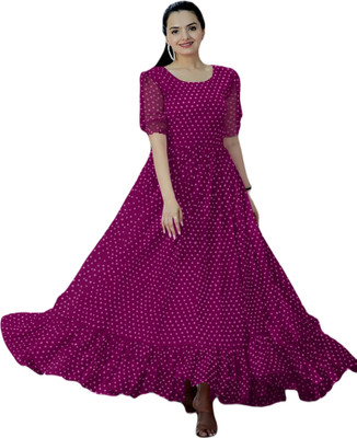 D'CART Flared/A-line Gown(Purple)