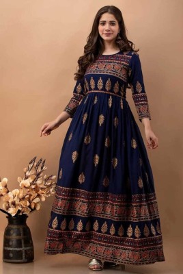 SATVEER FASHION Anarkali Gown(Blue)