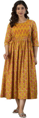 RAHUL TRADERS Flared/A-line Gown(Orange)