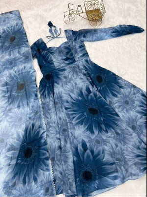 MAHIBHAG CREATION Flared/A-line Gown(Blue)