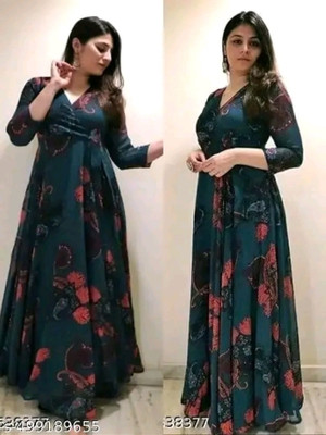 A TO Z FASHION Flared/A-line Gown(Blue)