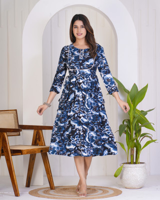 Assamica Flared/A-line Gown(Blue)