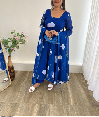 Sehrishs Store Flared/A-line Gown(Blue)