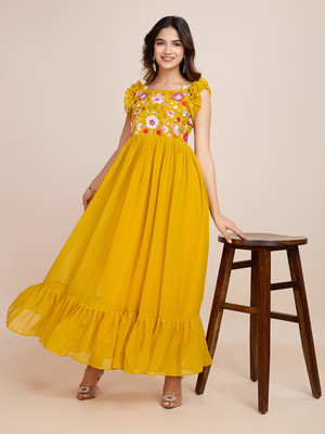 Aksharam Anarkali Gown(Yellow)