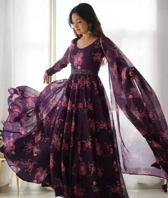 D'CART Flared/A-line Gown(Purple)