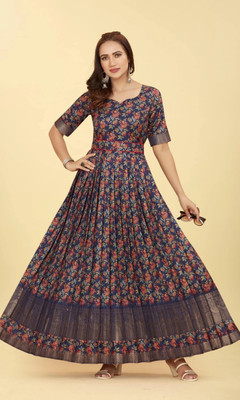 Odd by chansi Trendz Anarkali Gown(Dark Blue)