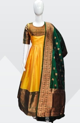 Smileyfashion Anarkali Gown(Yellow)