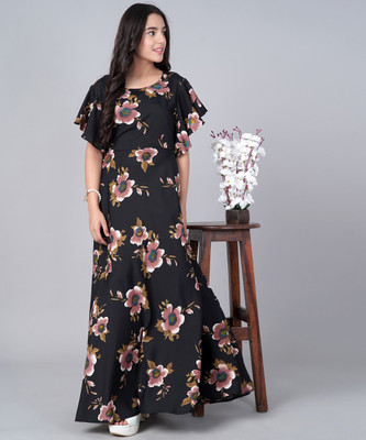 Aarya Designer Flared/A-line Gown(Black)