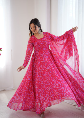 PARV ENTERPRISE Anarkali Gown(Pink)