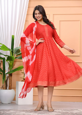 RIXRY Flared/A-line Gown(Red)