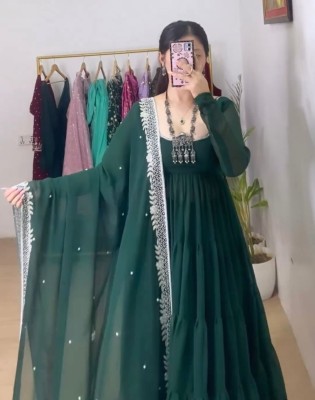 FASHION BASKET Anarkali Gown(Green)