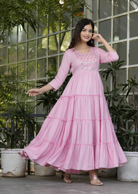 CHARVI CREATION Flared/A-line Gown(Pink)