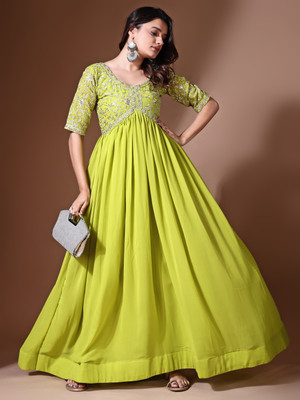 Wedani Lifestyle Flared/A-line Gown(Green)