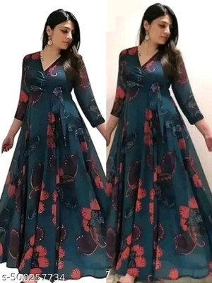 A TO Z FASHION Flared/A-line Gown(Blue)