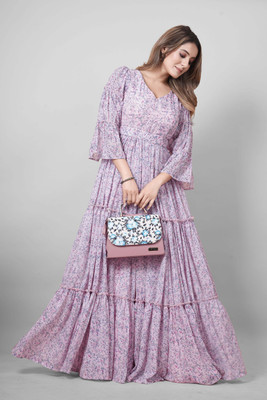 Odd by chansi Trendz Flared/A-line Gown(Purple)