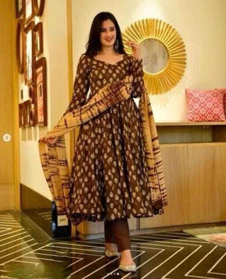 Jaipry Trends Flared/A-line Gown(Brown)