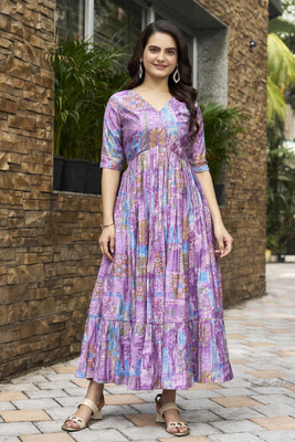 HouseOfCommon Flared/A-line Gown(Purple)