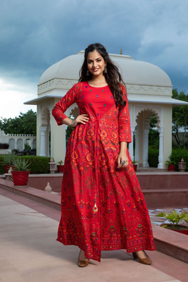ftDiva Anarkali Gown(Red)