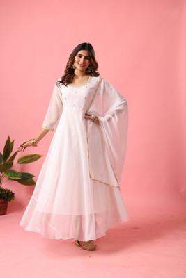Sukhvilas Enterprise Anarkali Gown(White)