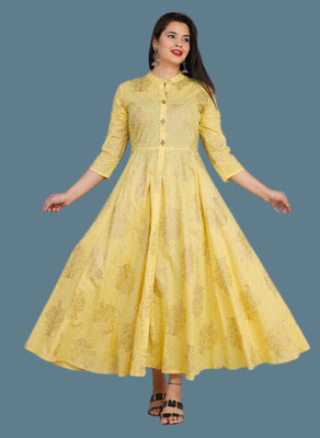CREASAVISH Flared/A-line Gown(Yellow)