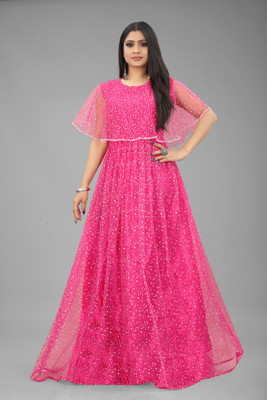 ENCLIQ Flared/A-line Gown(Pink)