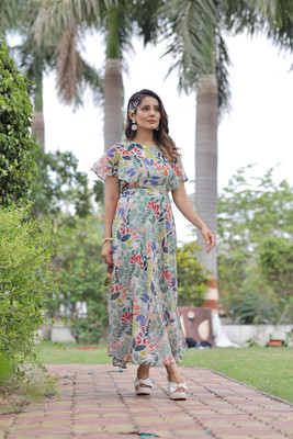 Vstylefashion Women Fit and Flare Green Midi/Calf Length Dress
