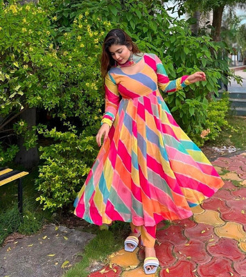 DM MART Flared/A-line Gown(Multicolor)