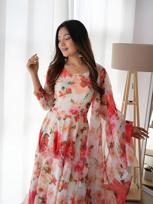 HIYANSHI FASHION Anarkali Gown(Pink)