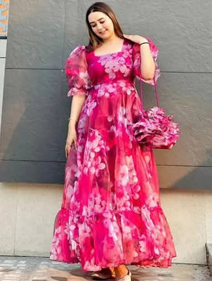 woclo enterprise Anarkali Gown(Pink)