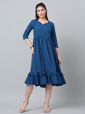 Femvy Flared/A-line Gown(Dark Blue)
