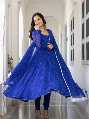 MAA FASHION HUB Anarkali Gown(Blue)