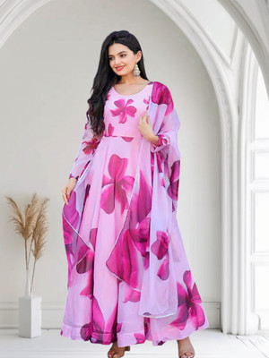 aasha Fashion Anarkali Gown(Pink)