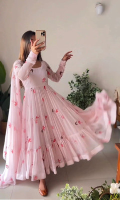 SHITALTEX Women Maxi Pink Below Knee Dress