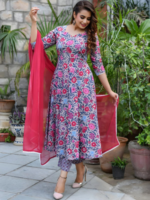 MISS CLOTHING Anarkali Gown(Grey)