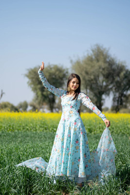 MISS CLOTHING Flared/A-line Gown(Light Blue)