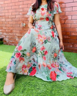 DRI ENTERPRISE Anarkali Gown(Light Green)