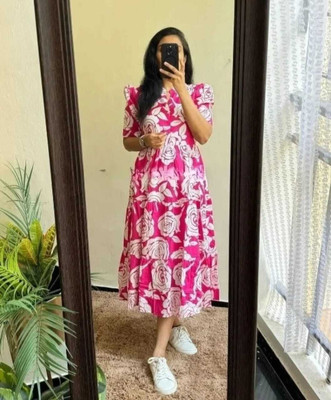 PLUSHOP Anarkali Gown(Pink)