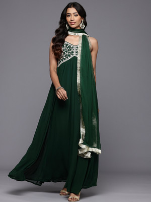 Varanga Flared/A-line Gown(Green)