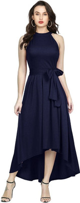 SHREE KSHETRAPAL CREATION Straight Gown(Dark Blue)