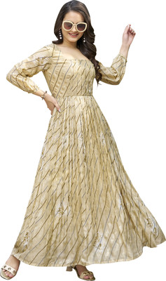 Odd by chansi Trendz Flared/A-line Gown(Beige)